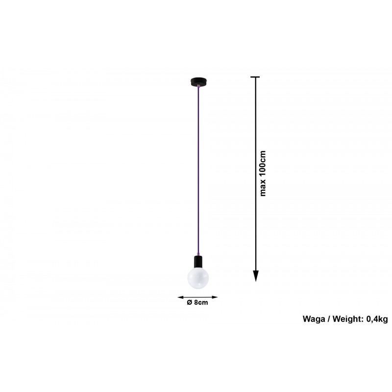 Lampa Wisząca EDISON Fioletowa