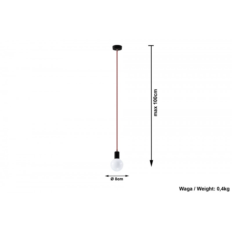 Lampa Wisząca EDISON Czarno-Czerwona