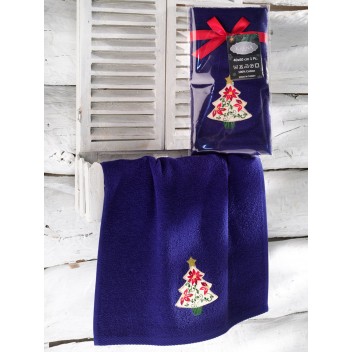 Ręcznik bawełniany haft 3409 V3 NOEL 1x40x60 DARK BLUE 