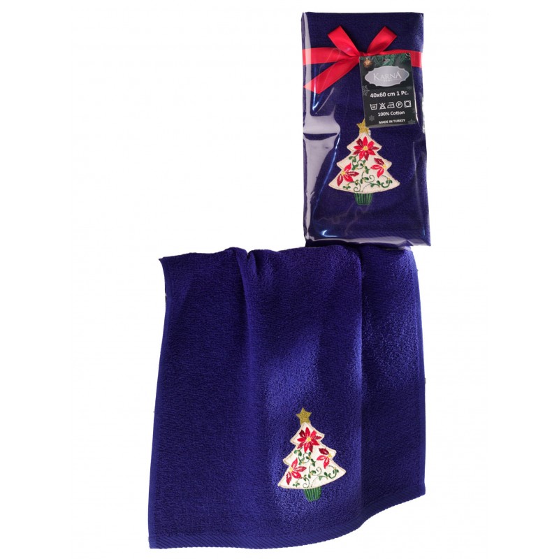 Ręcznik bawełniany haft 3409 V3 NOEL 1x40x60 DARK BLUE 