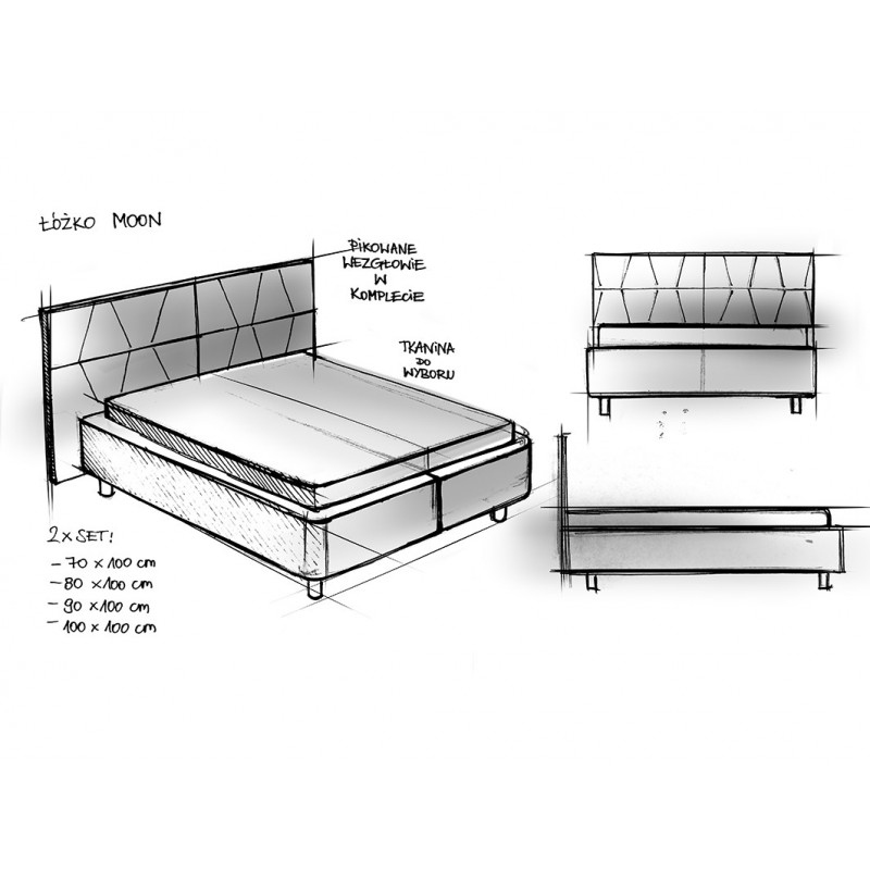 Łóżko MOON 200-160 - szary bez(rv96)