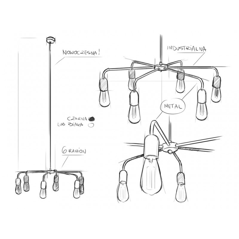 Lampa wisząca CROSER 6 - czarny