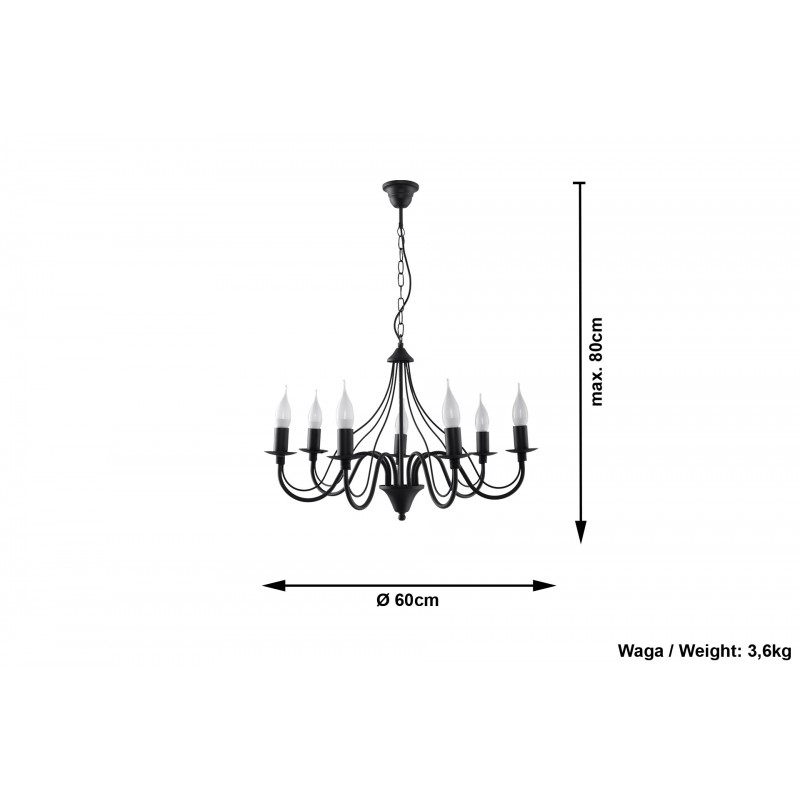 Żyrandol MINERWA 7 Czarny