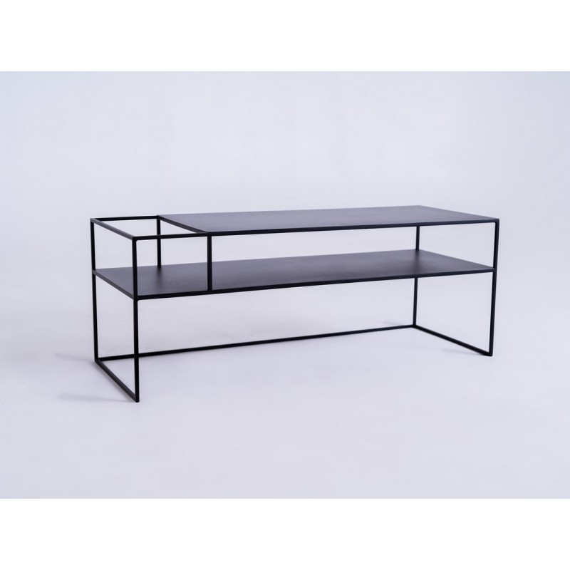 Stolik RTV SENSO FLOWER METAL 120x45 L - czarny