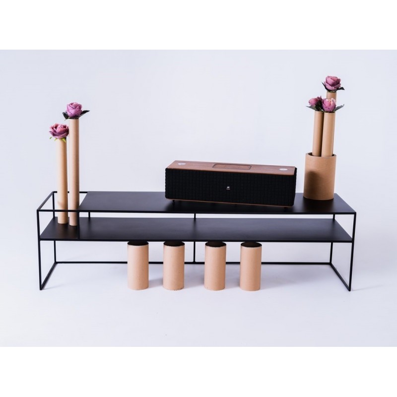 Stolik RTV SENSO FLOWER METAL 170x45 L - czarny