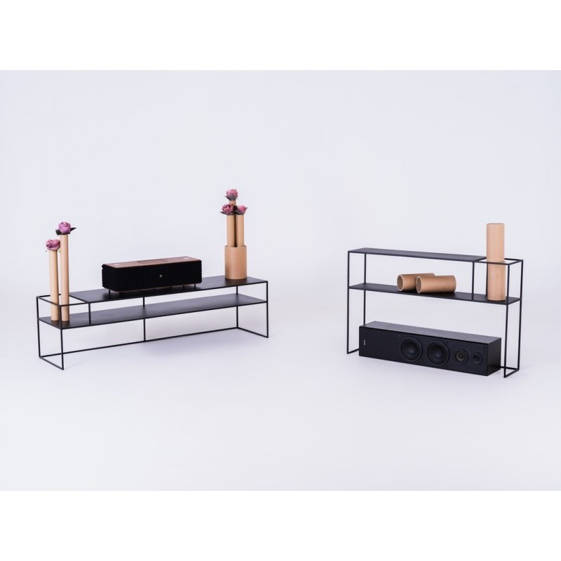 Stolik RTV SENSO FLOWER METAL 170x45 L - czarny