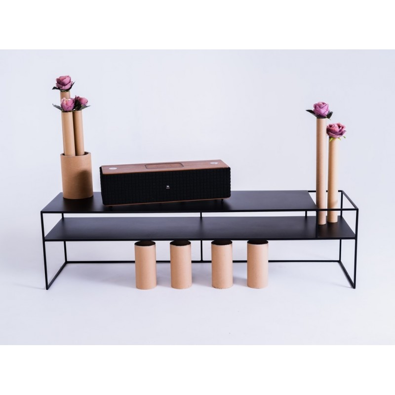 Stolik RTV SENSO FLOWER METAL 170x45 P - czarny