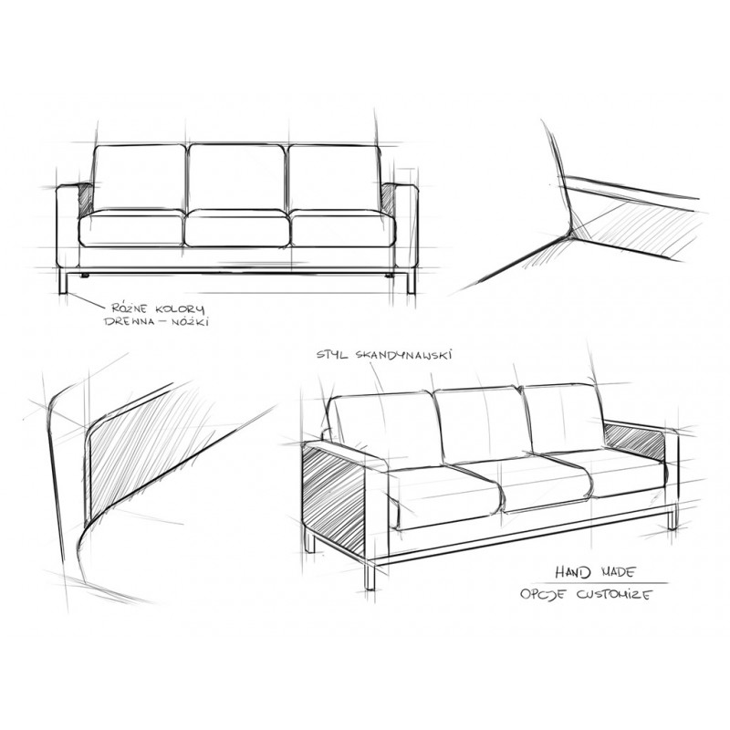 Sofa rozkładana 3 os. SCANDIC