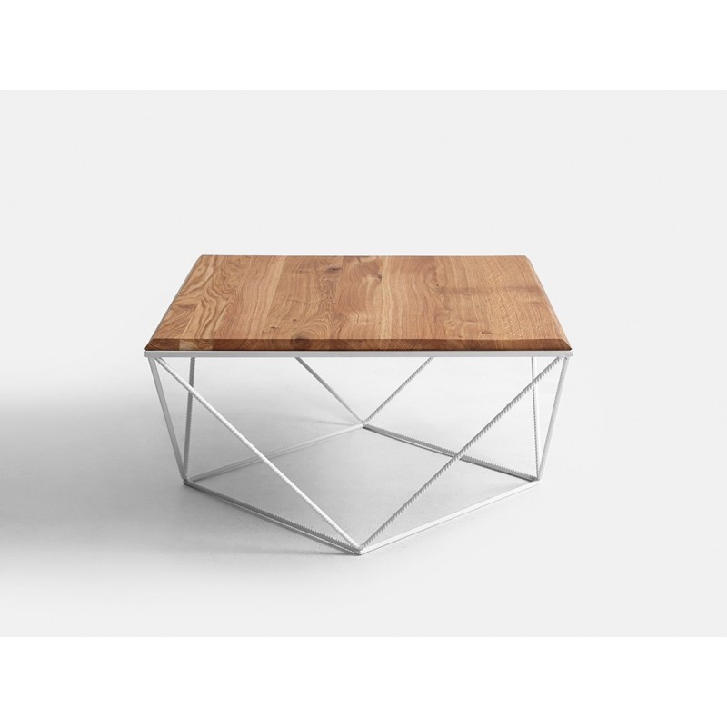 Stół kawowy DARYL SOLID WOOD 80 - dąb, biały