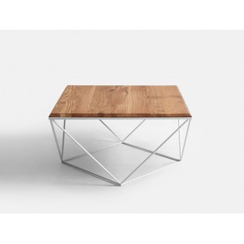 Stół kawowy DARYL SOLID WOOD 80 - dąb, biały