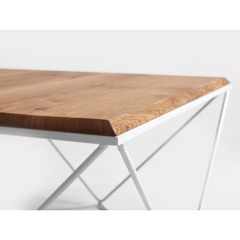 Stół kawowy DARYL SOLID WOOD 80 - dąb, biały