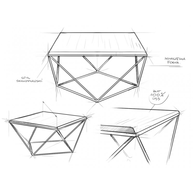 Stół kawowy DARYL SOLID WOOD 80 - dąb, biały