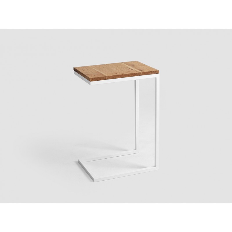 Stolik LUPE SOLID WOOD 30 - dąb, biały