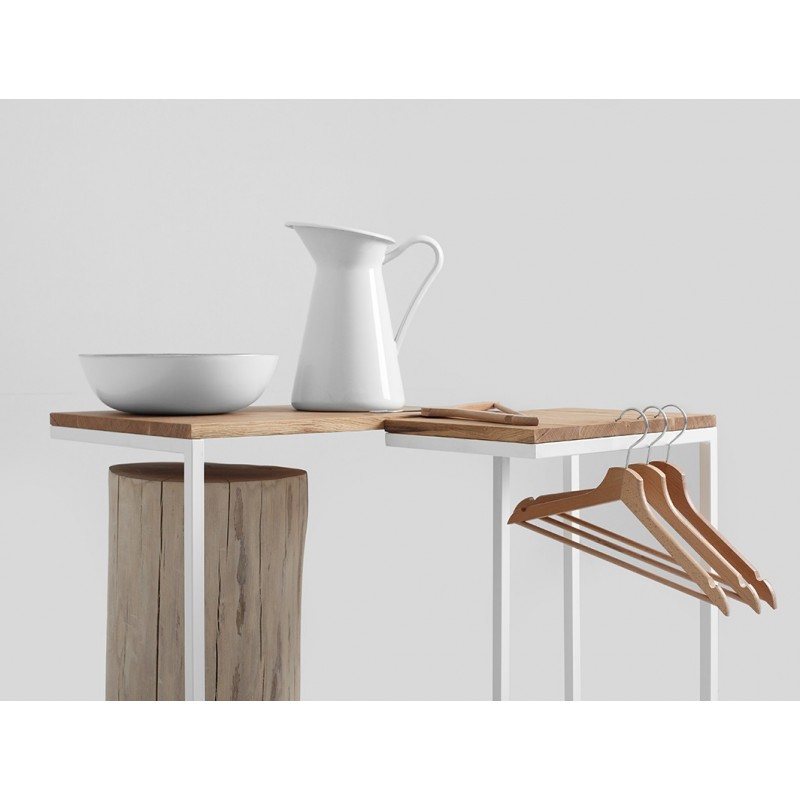 Stolik LUPE SOLID WOOD 30 - dąb, biały