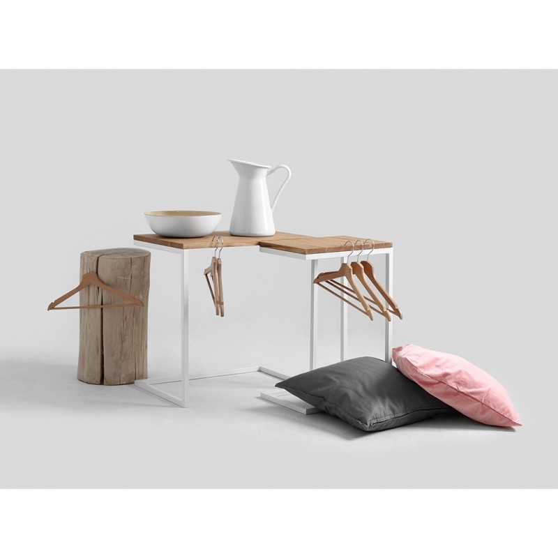 Stolik LUPE SOLID WOOD 30 - dąb, biały