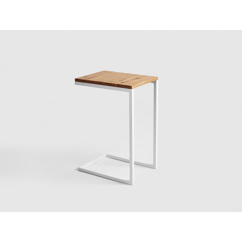 Stolik LUPE SOLID WOOD 30 - dąb, biały