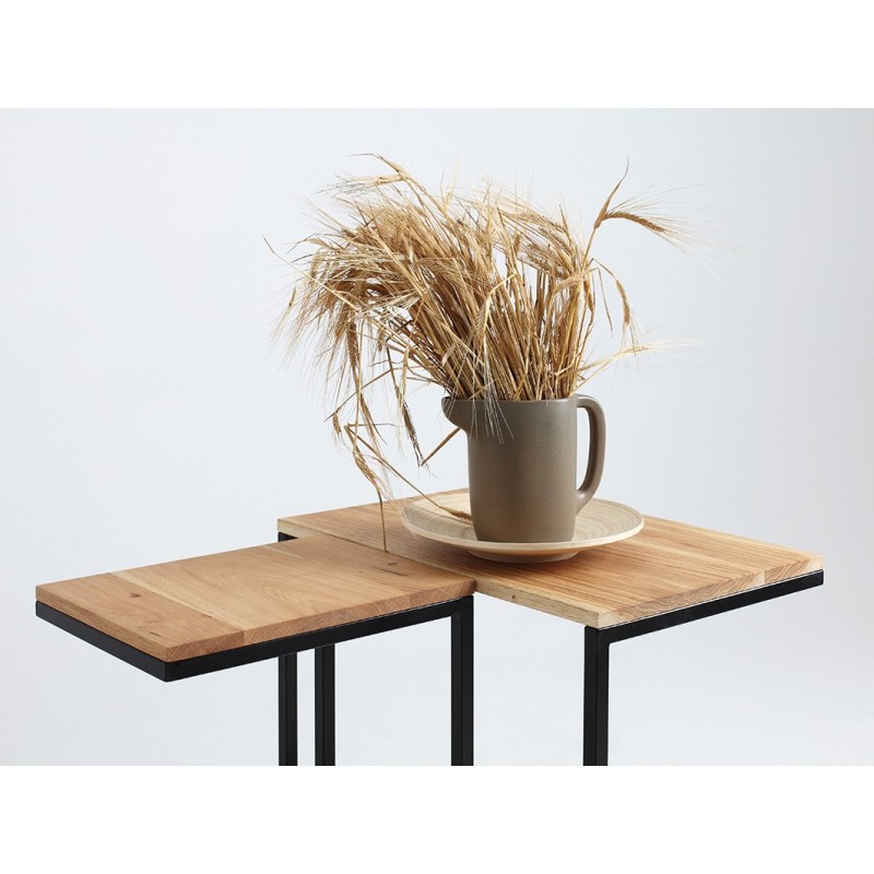 Stolik LUPE SOLID WOOD 30 - dąb, czarny