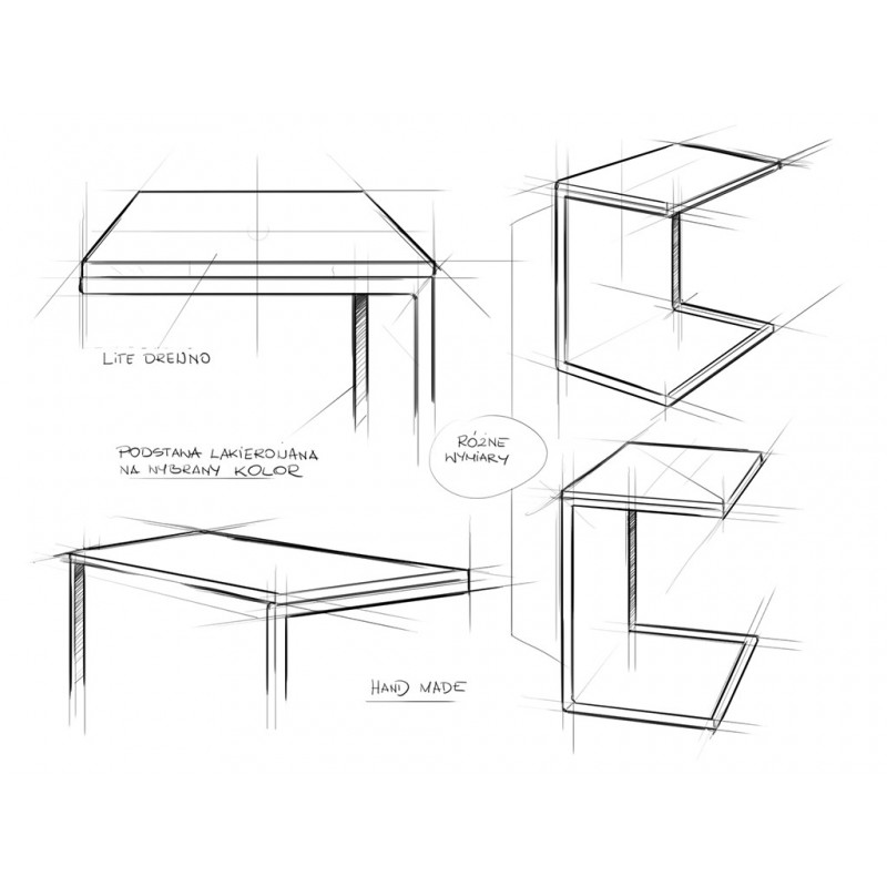 Stolik LUPE SOLID WOOD 30 - dąb, czarny