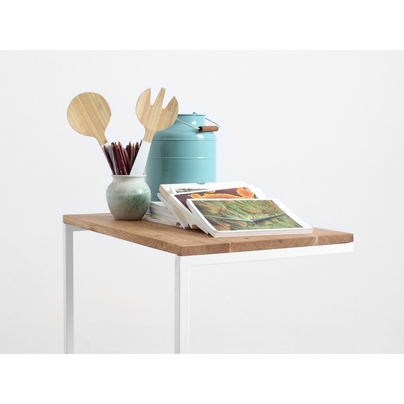 Stolik LUPE SOLID WOOD 60 - dąb, biały