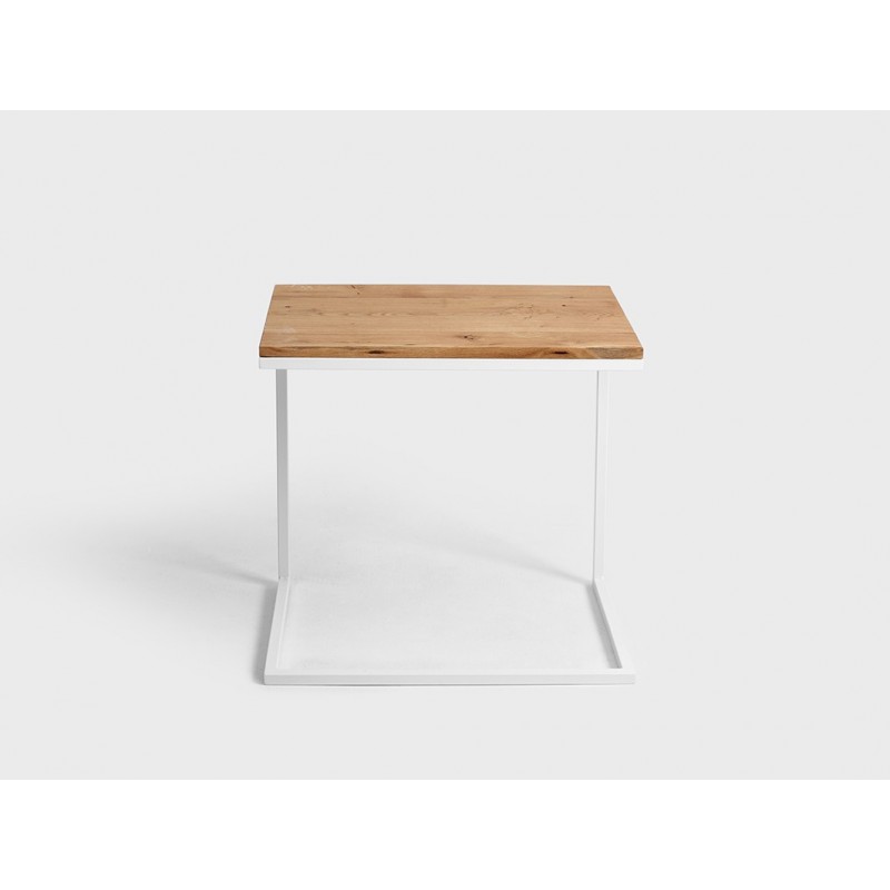 Stolik LUPE SOLID WOOD 60 - dąb, biały