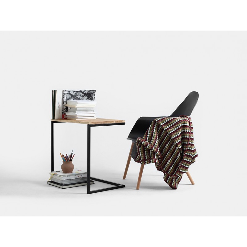 Stolik LUPE SOLID WOOD 60 - dąb, czarny