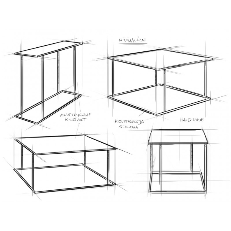 Stół kawowy WALT SOLID WOOD 100x60 - dąb, czarny