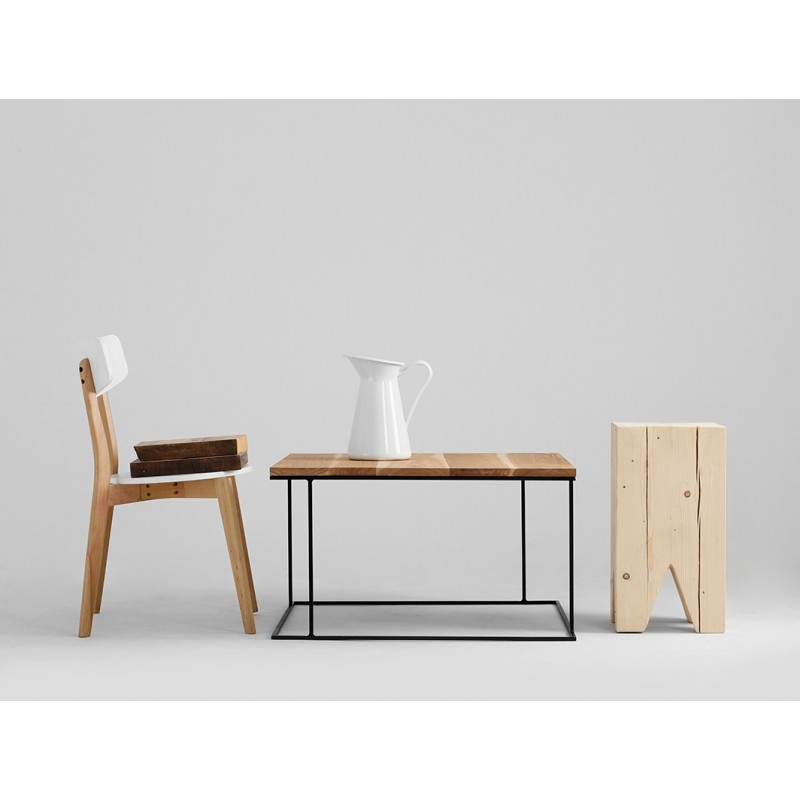 Stół kawowy WALT SOLID WOOD 100x100 - dąb, czarny