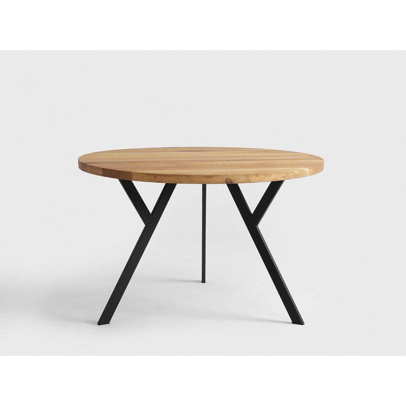 Stół jadalniany ZX SOLID WOOD okr. 120 - dąb, czarny