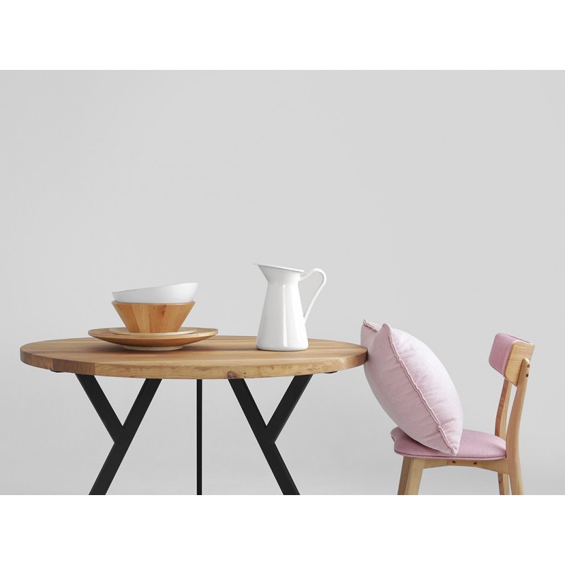 Stół jadalniany ZX SOLID WOOD okr. 120 - dąb, czarny