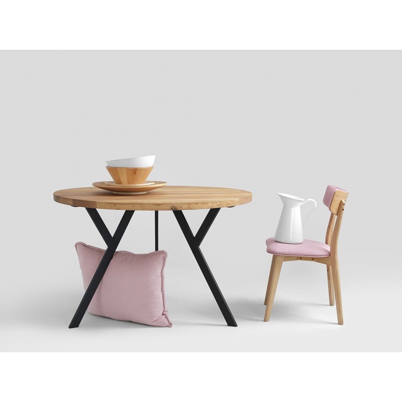 Stół jadalniany ZX SOLID WOOD okr. 120 - dąb, czarny