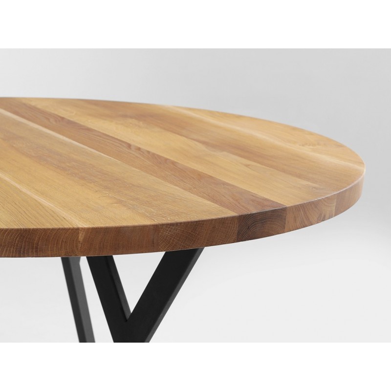 Stół jadalniany ZX SOLID WOOD okr. 120 - dąb, czarny