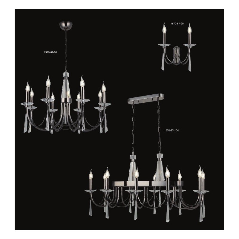 Klasyczny kinkiet grafit 1570-87-29 TOREDO HOTEL SALON SYPIALNIA JADALNIA LUCEA STL