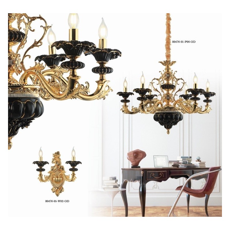 Designerski kinkiet 80476-05-W02-GD PALMINA SALON SYPIALNIA JADALNIA HOTEL LUCEA