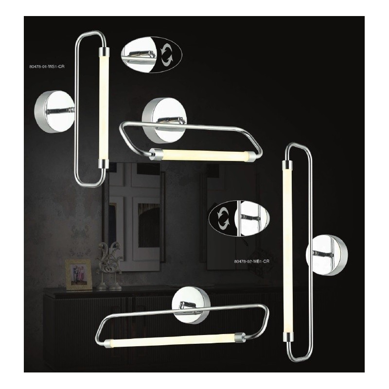 Nowoczesny srebrny kinkiet 80478-02-WB1-CR MEDEL nad obraz salon sypialnia jadalnia hotel lucea