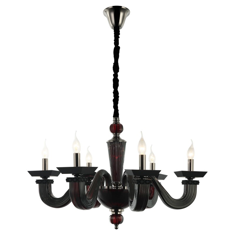 Ekskluzywny czarny żyrandol 80427-01-P06-RD MONTEFANO SALON SYPIALNIA JADALNIA HOTEL LUCEA