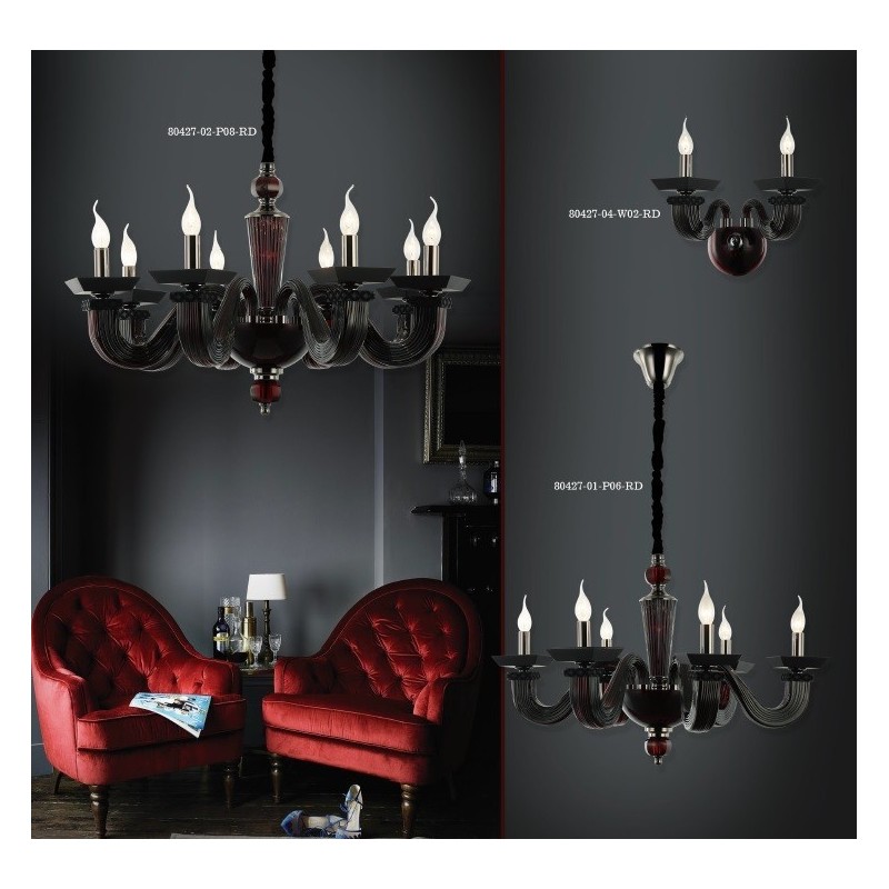 Ekskluzywny czarny żyrandol 80427-01-P06-RD MONTEFANO SALON SYPIALNIA JADALNIA HOTEL LUCEA