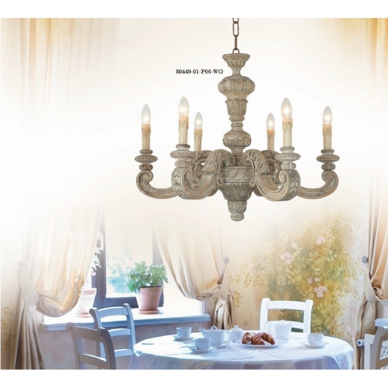 Klasyczny żyrandol 80449-01-P06-WG PONTECO SALON SYPIALNIA JADALNIA HOTEL LUCEA