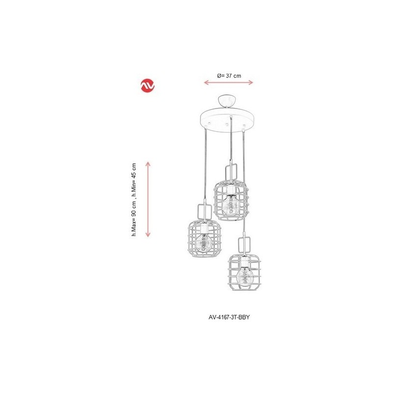 Industrialna lampa wisząca AV-4167-3T-BSY avonni salon sypialnia jadalnia
