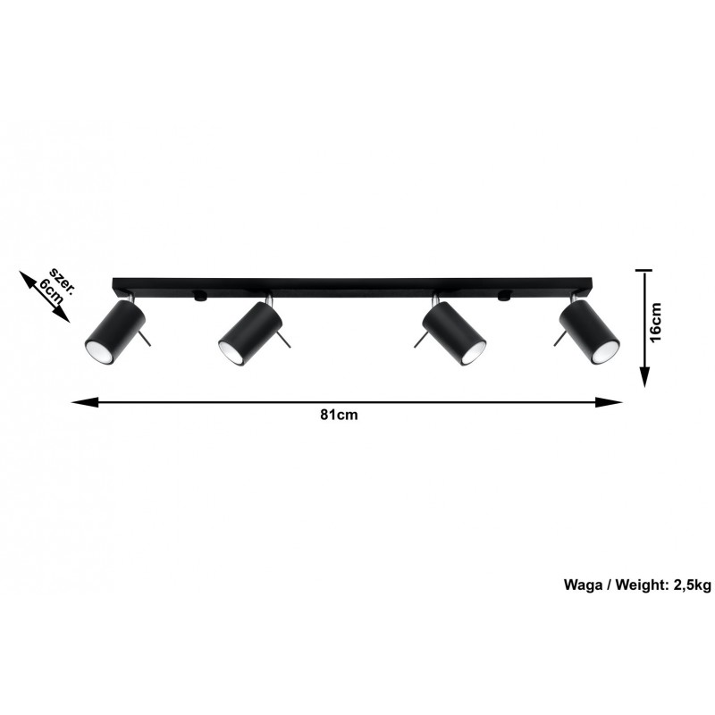 Plafon RING 4L Czarny