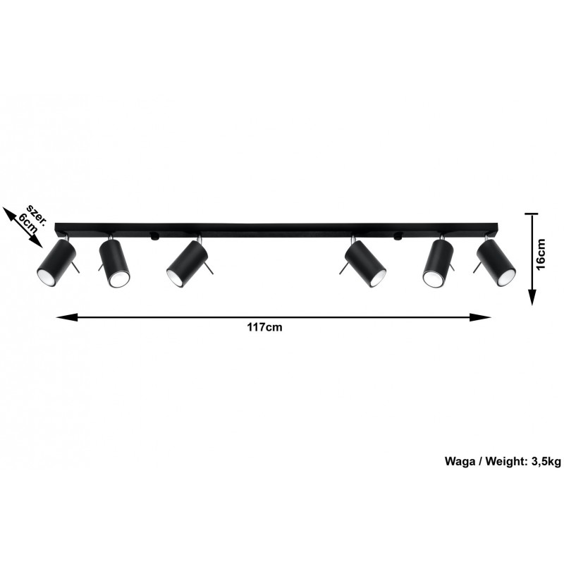 Plafon RING 6L Czarny