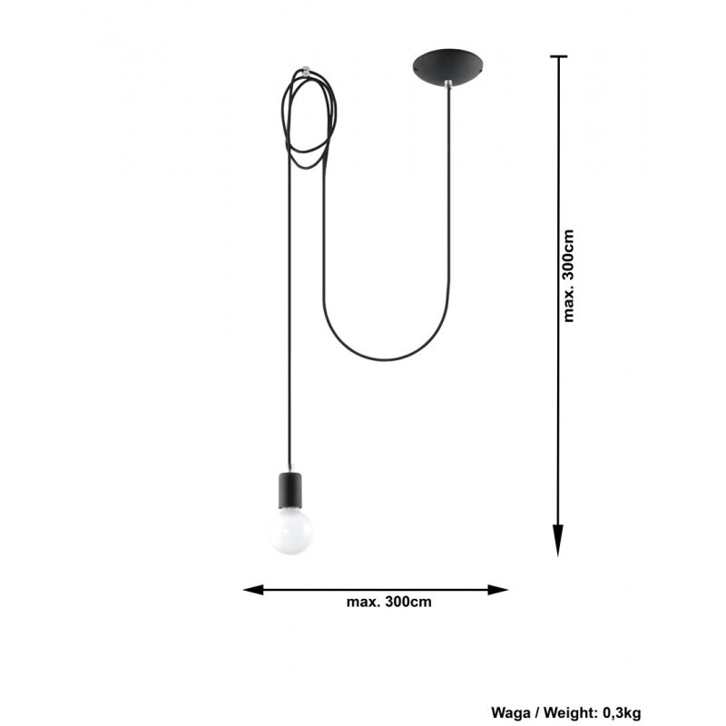 Lampa Wisząca EDISON 1 LONG Czarny