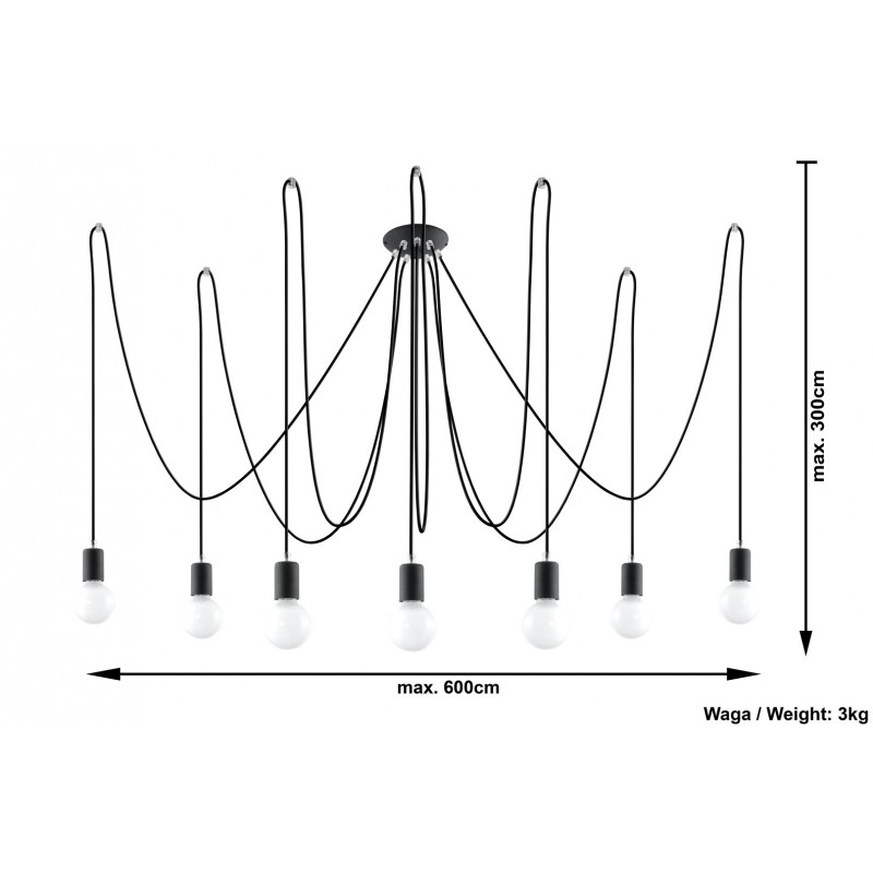 Żyrandol EDISON 7 Czarny