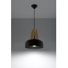 Lampa Wisząca CASCO Czarna/Naturalne Drewno