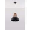Lampa Wisząca CASCO Czarna/Naturalne Drewno