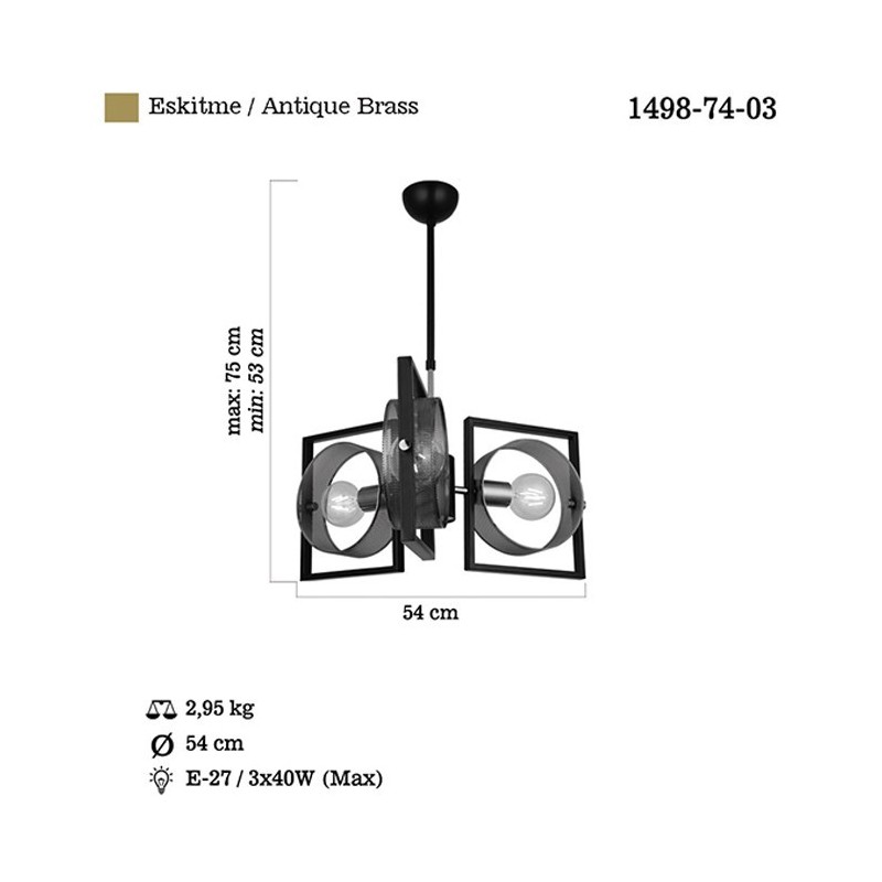 OUTLET Lampa wisząca vintage 1498-74-03 SAMA LUCEA  z ekspozycji