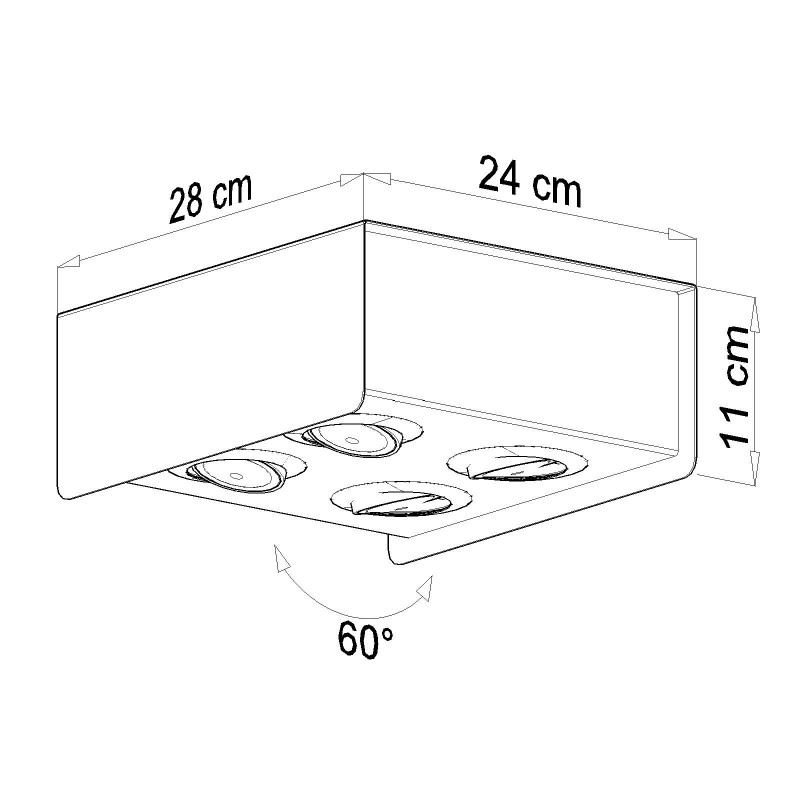 Plafon STEREO 4 Czarny