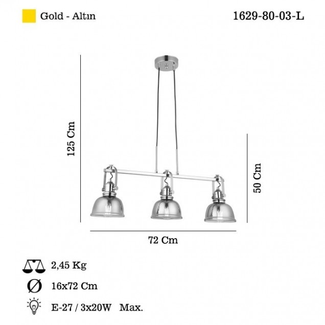 Loftowa lampa wisząca MAGO 1629-80-03-L lucea do salonu jadalni kuchnia - 1