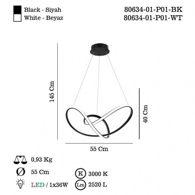 Designerska czarna lampa wisząca 80634-01-P01-BK ALTON lucea do salonu jadalni sypialni - 1