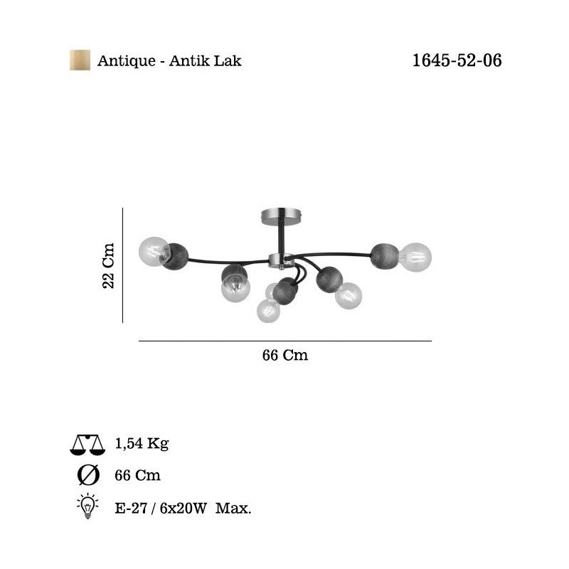 Loftowa patynowa lampa sufitowa DEKA 1645-52-06  lucea do salonu jadalni kuchnia