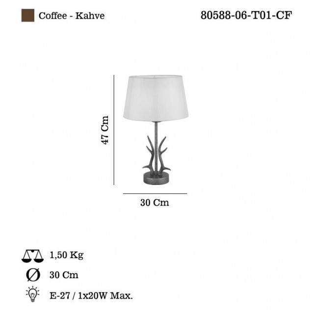 Klasyczna lampa stolikowa FARIA 80588-06-T01-CF salon sypialnia, jadalnia lucea - 1